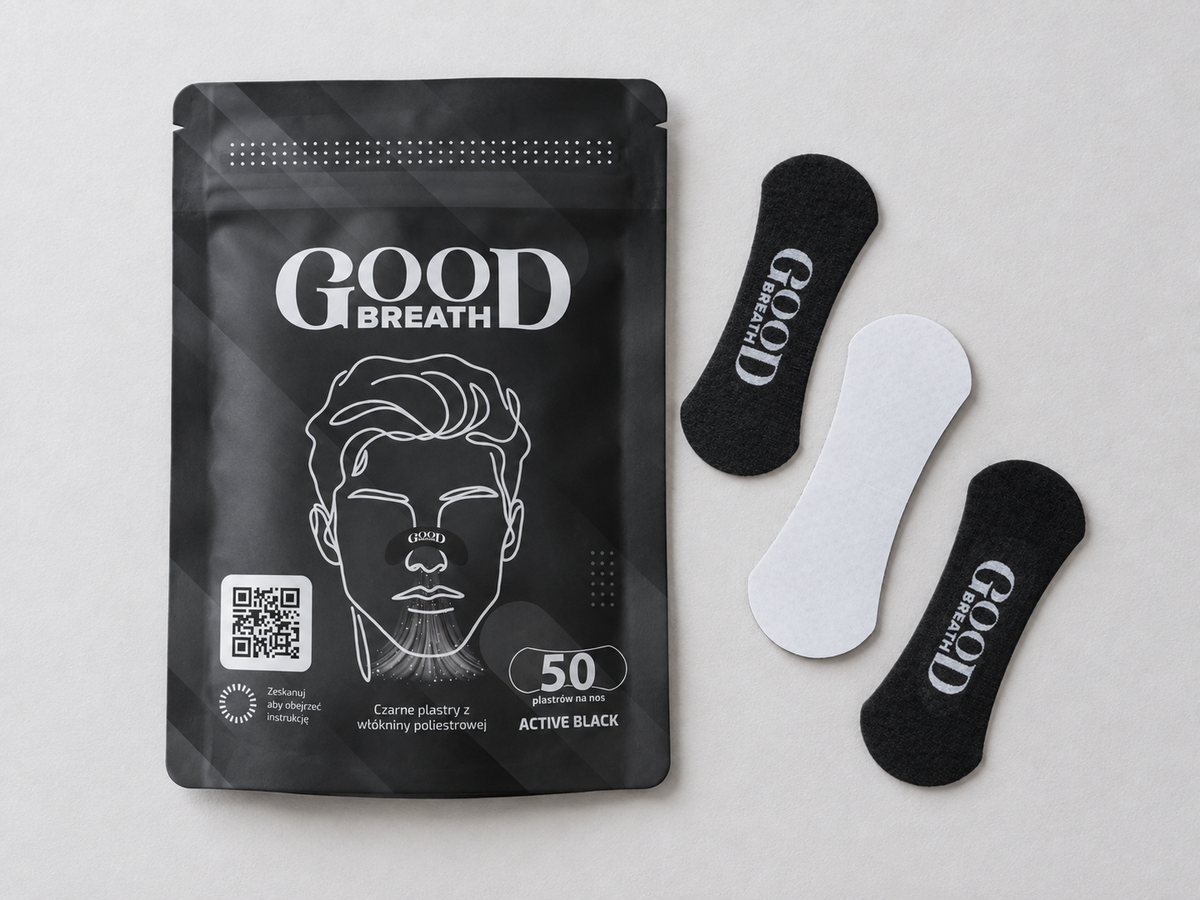 Czarne Plastry Na Nos GoodBreath Active Black, 50 sztuk