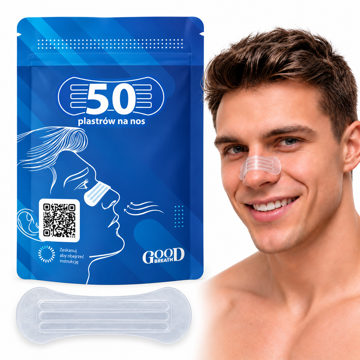Zaokrąglone plastry na nos GoodBreath - 50 sztuk