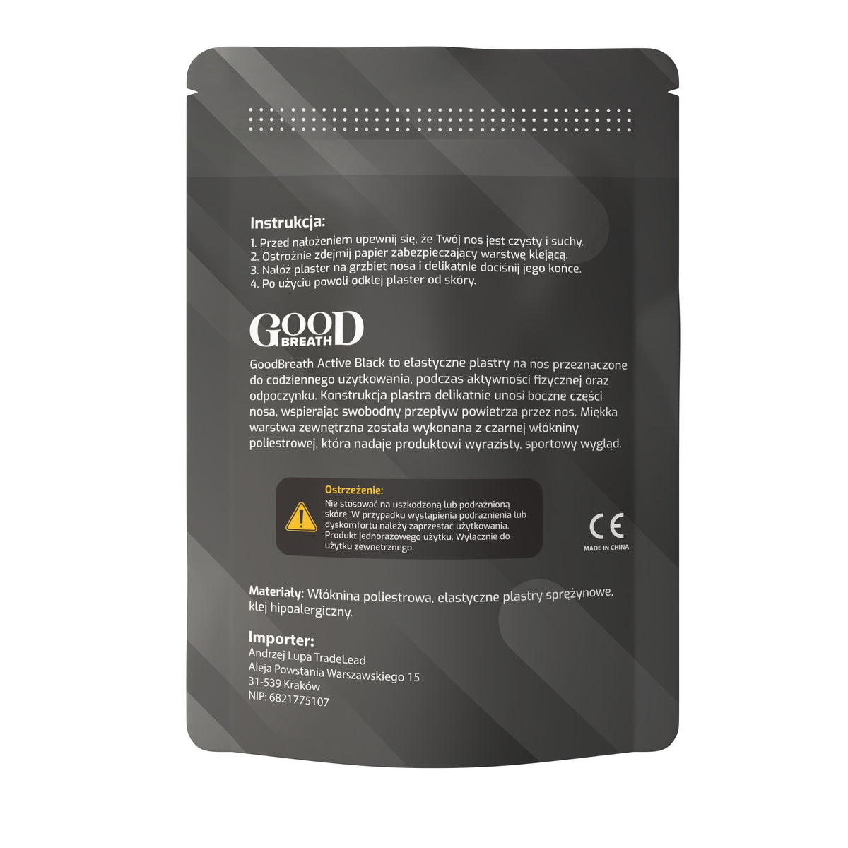 Czarne Plastry Na Nos GoodBreath Active Black, 50 sztuk